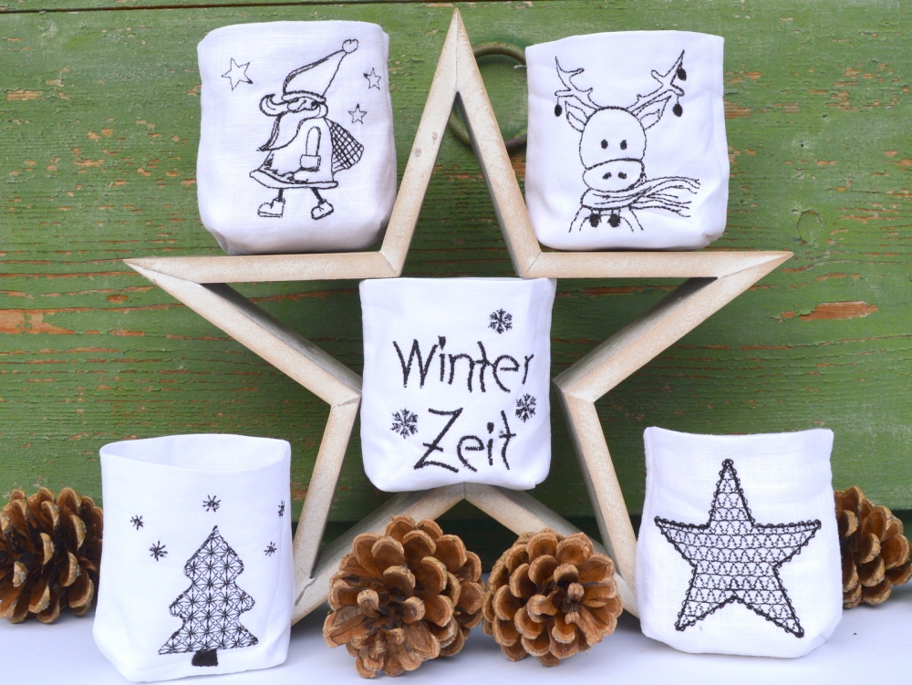 Bild 1 von ITH  Lichterbeutel klein Weihnachten für ein LED Teelicht  / (Größe) 10x10cm Stickrahmen
