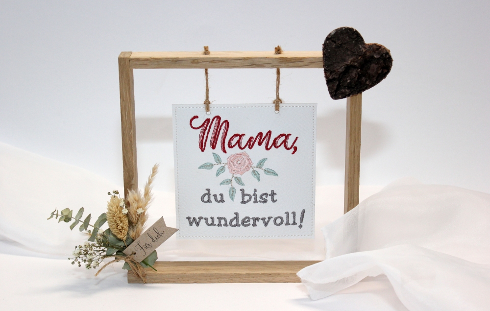 Bild 1 von Stickdatei Muttertag SET Untersetzer Lichterbeutel Mama