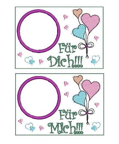 Bild 1 von Stickdatei MugRug Herzen Valentinstag 13x18cm