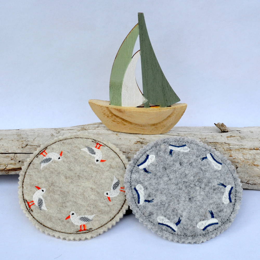 Bild 1 von ITH Stickdatei Untersetzer maritim 6 Motive  / (Variante) SET 10x10cm x 13x13cm