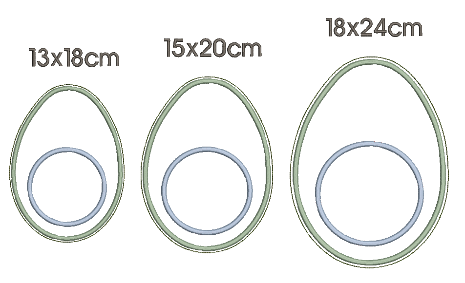 Bild 1 von ITH Mug Rug Stickdatei Eiform blanko 3 Größen  / (Lizenz) Unlimeted