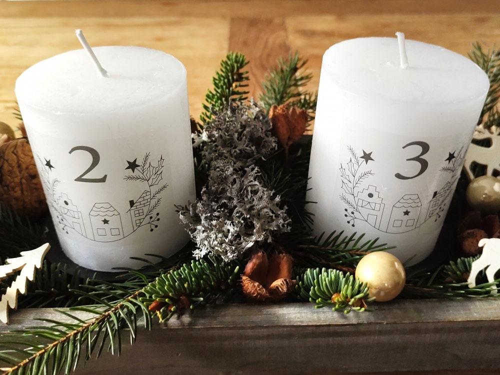 Bild 1 von Vorlage für Kerzentattoo Weihnachten pdf Advent Kerzensticker für Wasserschiebefolie