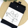 Stickdatei Skateboard Konturstich Redwork