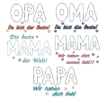 Bild 1 von Stickdatei doodle Applikation Schrift Mama Oma Opa Papa sind die Besten  / (Stickrahmengröße) 18x28cm