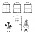 Bild 1 von Stickdatei Kontur Fenster Haus Konturstich verschiedene Größen Hausfassaden  / (Variante) Fenster Weihnachten Winter