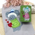Stickdatei doodle Wintermaus mit Vollstickdatei mit Herzen