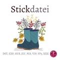 Bild 1 von Stickdatei Gummistiefel Herbst Laub Blätter