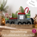 Nähanleitung Adventskalender Zug Wandbehang Applikation