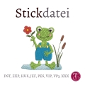 Bild 1 von Stickdatei lustiger Frosch mit Blume